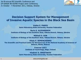 Decision Support System for Management of Invasive Aquatic Species in the Black Sea Basin