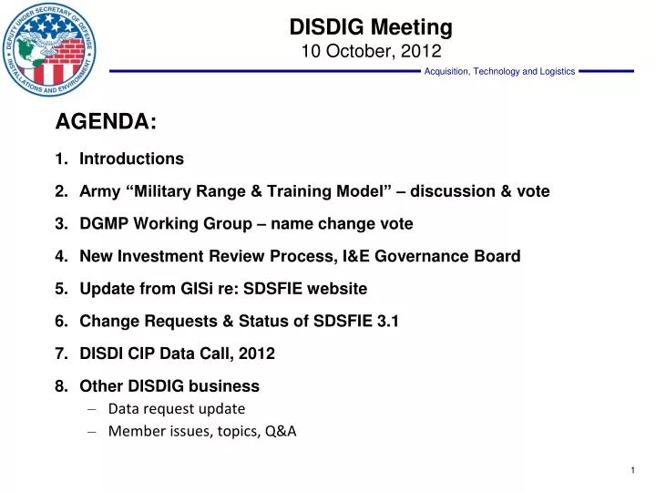 disdig meeting 10 october 2012