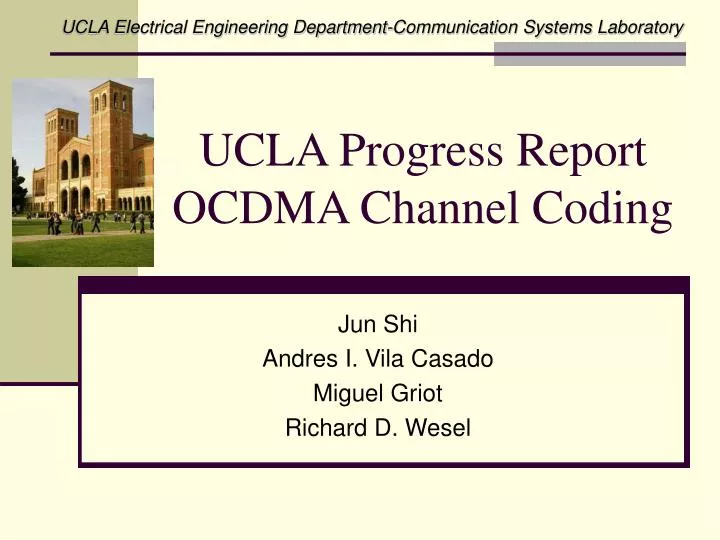 ucla progress report ocdma channel coding
