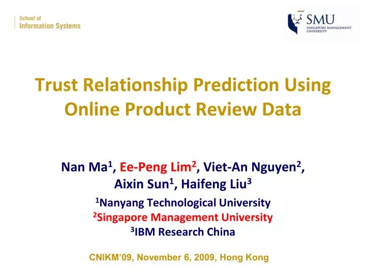 trust relationship prediction using online product review data