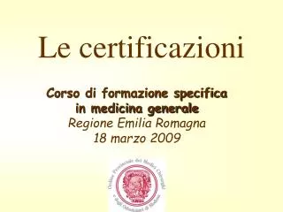 corso di formazione specifica in medicina generale regione emilia romagna 18 marzo 2009