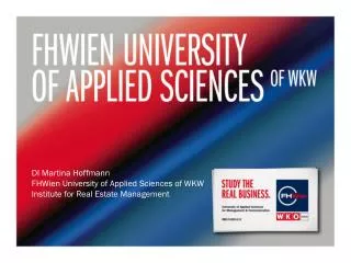 DI Martina Hoffmann FHWien University of Applied Sciences of WKW