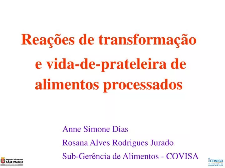 rea es de transforma o e vida de prateleira de alimentos processados