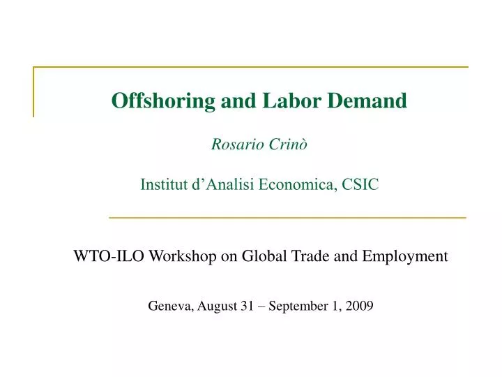 offshoring and labor demand rosario crin institut d analisi economica csic