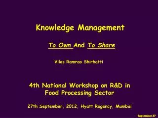 4th National Workshop on R&amp;D in Food Processing Sector