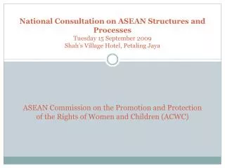 Bases for the Establishment of the ACWC