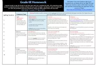 Grade 6E Homework