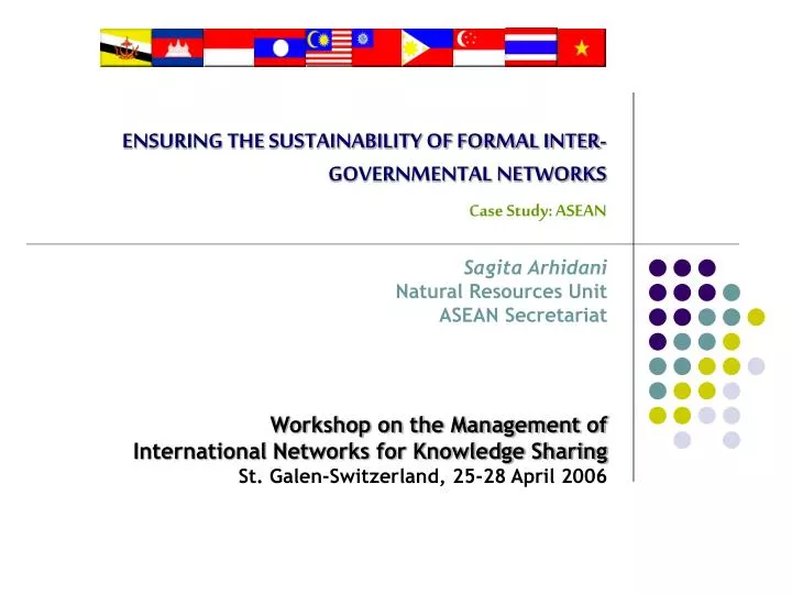 ensuring the sustainability of formal inter governmental networks case study asean