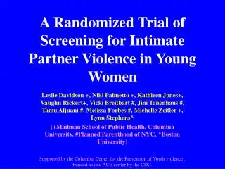 A Randomized Trial of Screening for Intimate Partner Violence in Young Women