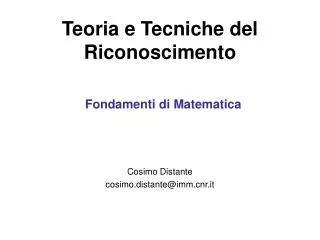 teoria e tecniche del riconoscimento