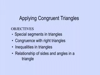 Applying Congruent Triangles