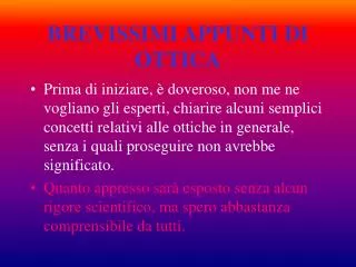 brevissimi appunti di ottica