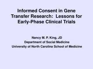 Informed Consent in Gene Transfer Research: Lessons for Early-Phase Clinical Trials