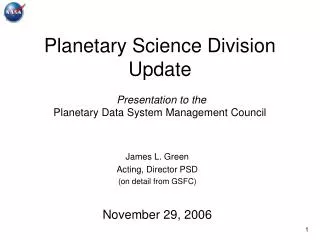 Planetary Science Division Update Presentation to the Planetary Data System Management Council