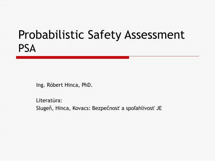 probabilistic safety assessment psa