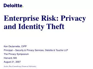 Enterprise Risk: Privacy and Identity Theft