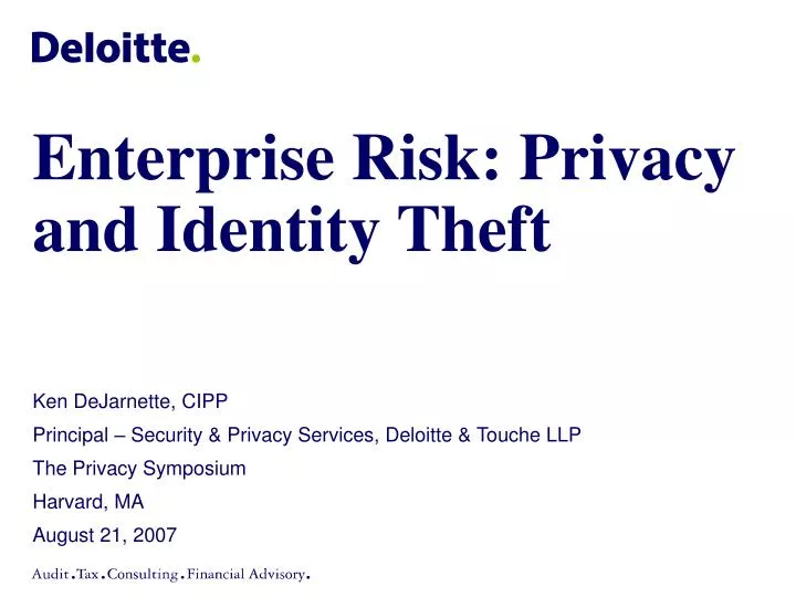 enterprise risk privacy and identity theft