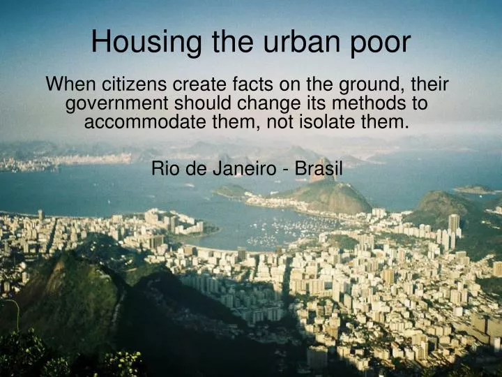 housing the urban poor