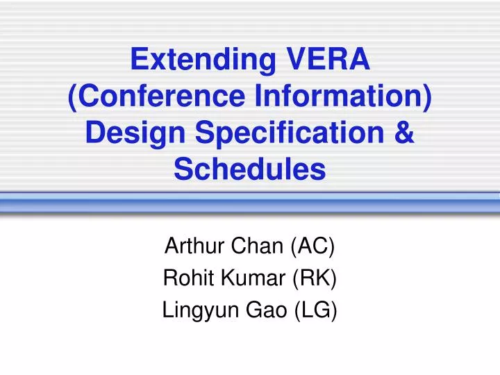 extending vera conference information design specification schedules