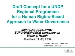 Draft Concept for a UNDP Regional Programme for a Human Rights-Based Approach to Water Governance