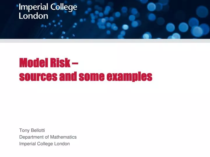 model risk sources and some examples