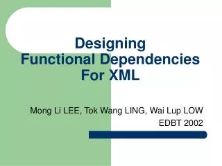 Designing Functional Dependencies For XML