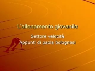 l allenamento giovanile