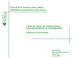 cours du prof andreas ladner idheap f d ralisme et gouvernance multi niveaux