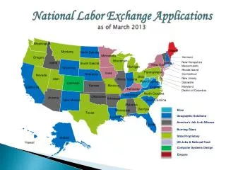 National Labor Exchange Applications as of March 2013