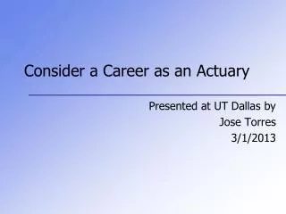 Consider a Career as an Actuary