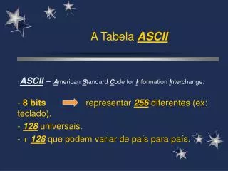 a tabela ascii