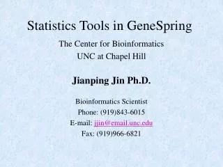 Statistics Tools in GeneSpring