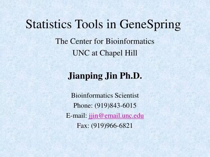 statistics tools in genespring