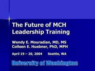 The Future of MCH Leadership Training