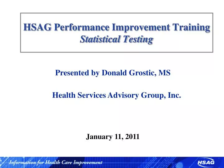 hsag performance improvement training statistical testing