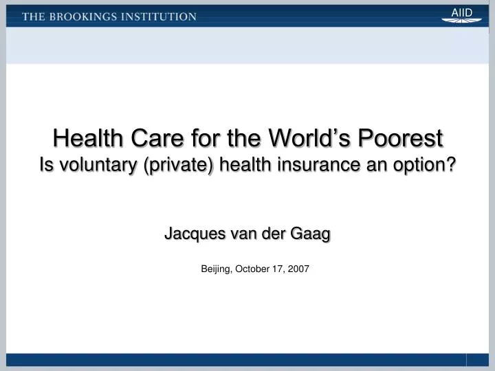 health care for the world s poorest is voluntary private health insurance an option