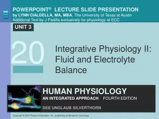 Integrative Physiology II: Fluid and Electrolyte Balance
