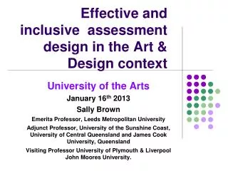 Effective and inclusive assessment design in the Art &amp; Design context