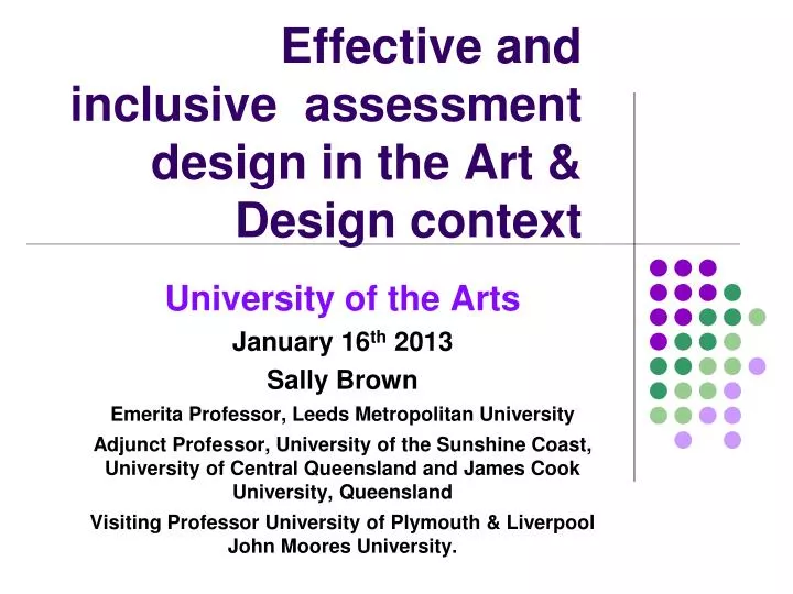 effective and inclusive assessment design in the art design context