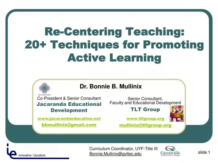 re centering teaching 20 techniques for promoting active learning