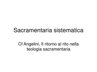 sacramentaria sistematica