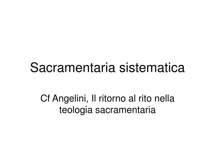 sacramentaria sistematica