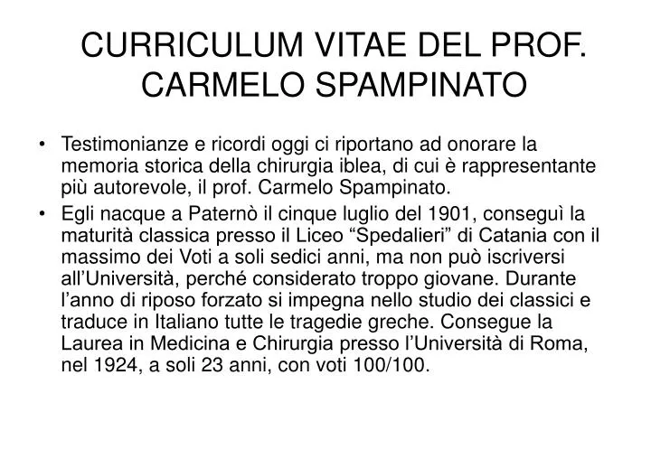 curriculum vitae del prof carmelo spampinato