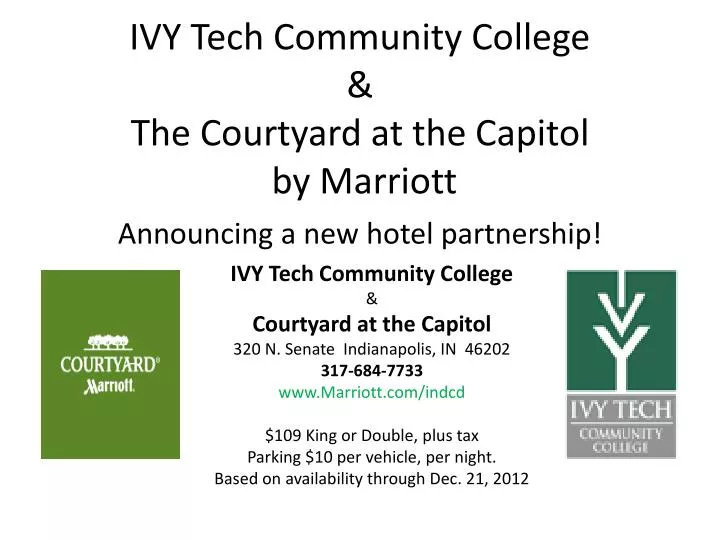 ivy tech community college the courtyard at the capitol by marriott