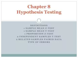 Chapter 8 Hypothesis Testing