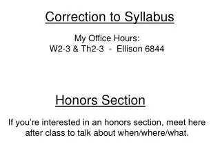 Correction to Syllabus