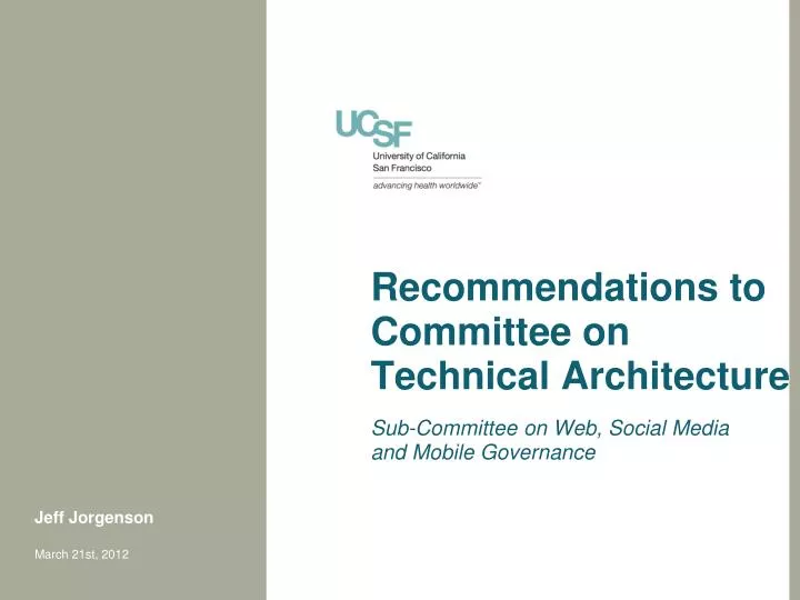 recommendations to committee on technical architecture