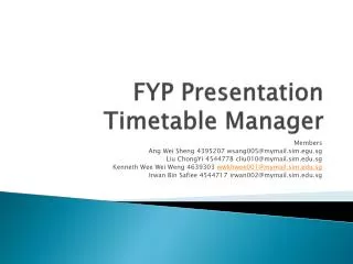 FYP Presentation Timetable Manager