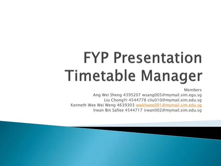 fyp presentation timetable manager