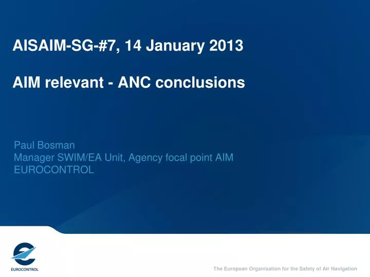 aisaim sg 7 14 january 2013 aim relevant anc conclusions